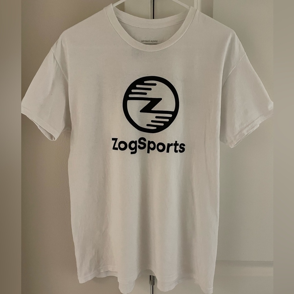 White Zog Sports Uniform T-Shirt, ZogSports Tee Size Medium